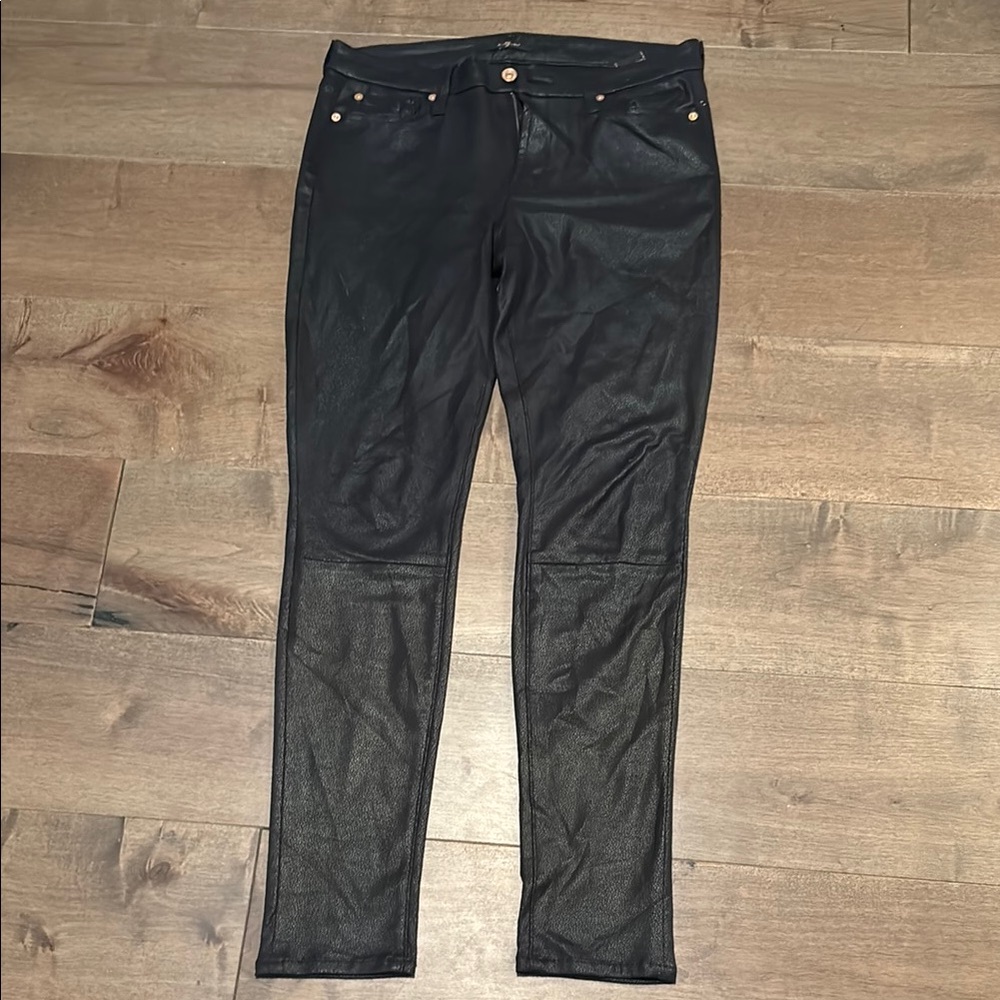Seven for all mankind faux leather jeanss, black, size 29, EUC